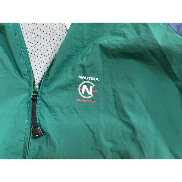 Vtg Nautica Competition classic green/navy wind jacket XXL Perfect condition - Picture 2 of 5